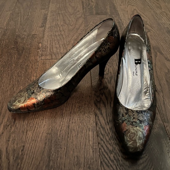 BROWN’S Shoes/Heels Copper Tone Floral Print, Size 39.5, Made In Italy - Picture 11 of 11